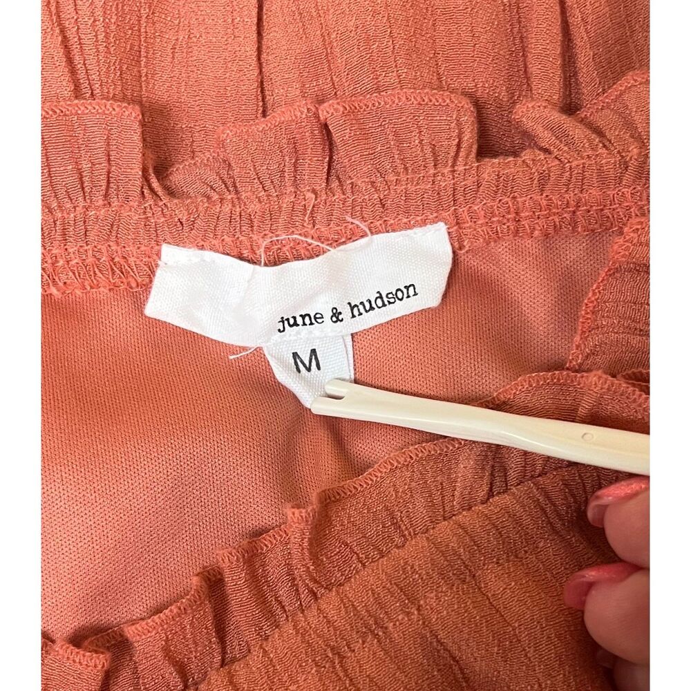 JUNE & HUDSON Midi Tiered Skirt Dress Terracotta Color Ruffle Straps Sz M - Picture 7 of 8
